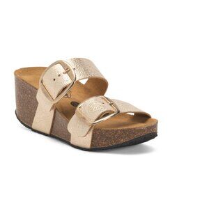 PLAKTON Platino Made In Spain Leather Sorockbi Comfort Footbed Sandals